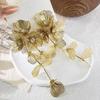 2024 Golden Flower Retro Bridal Dangle Earrings: Exquisite Chinese Style for Summer