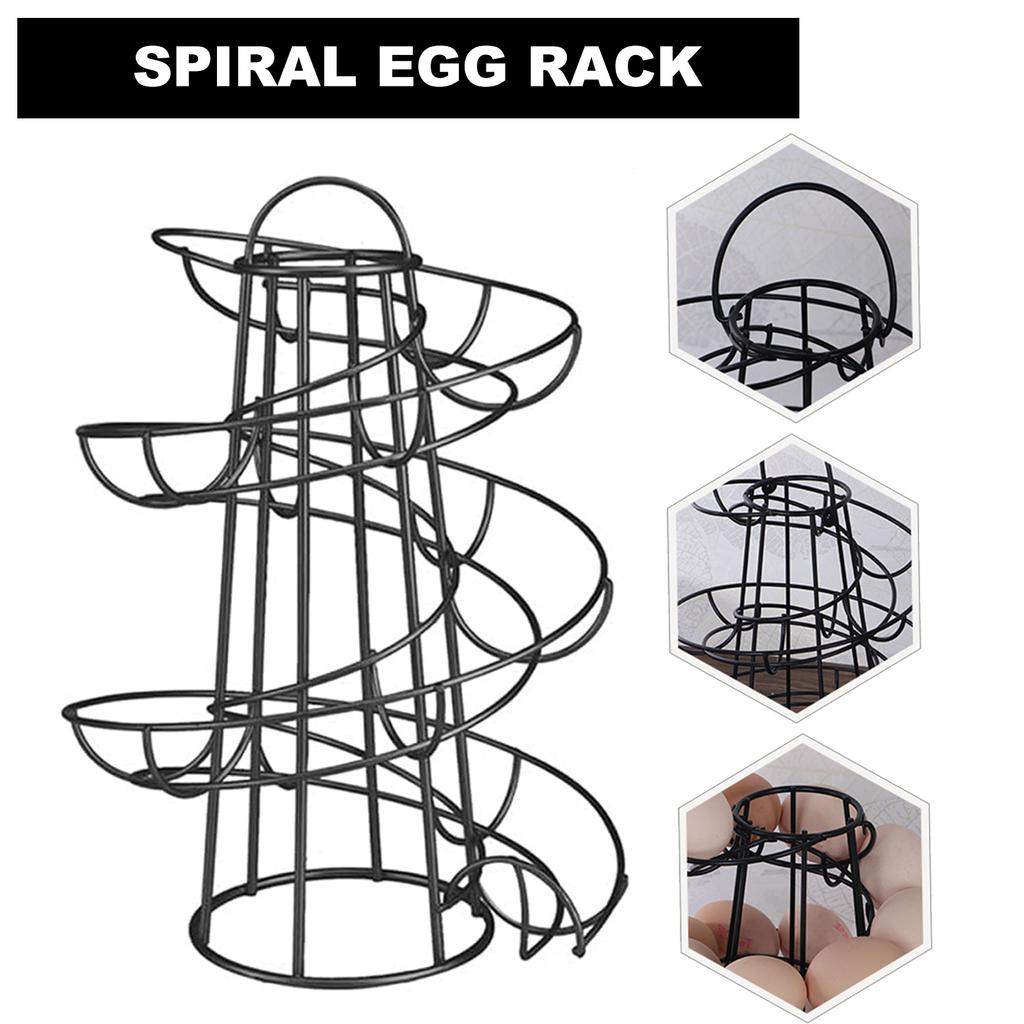 Spiral Egg Rack Wrought Iron Egg Stand Multi-functional Metal Spiral Egg Basket Creative Egg Storage Shelf Kitchen Supplies