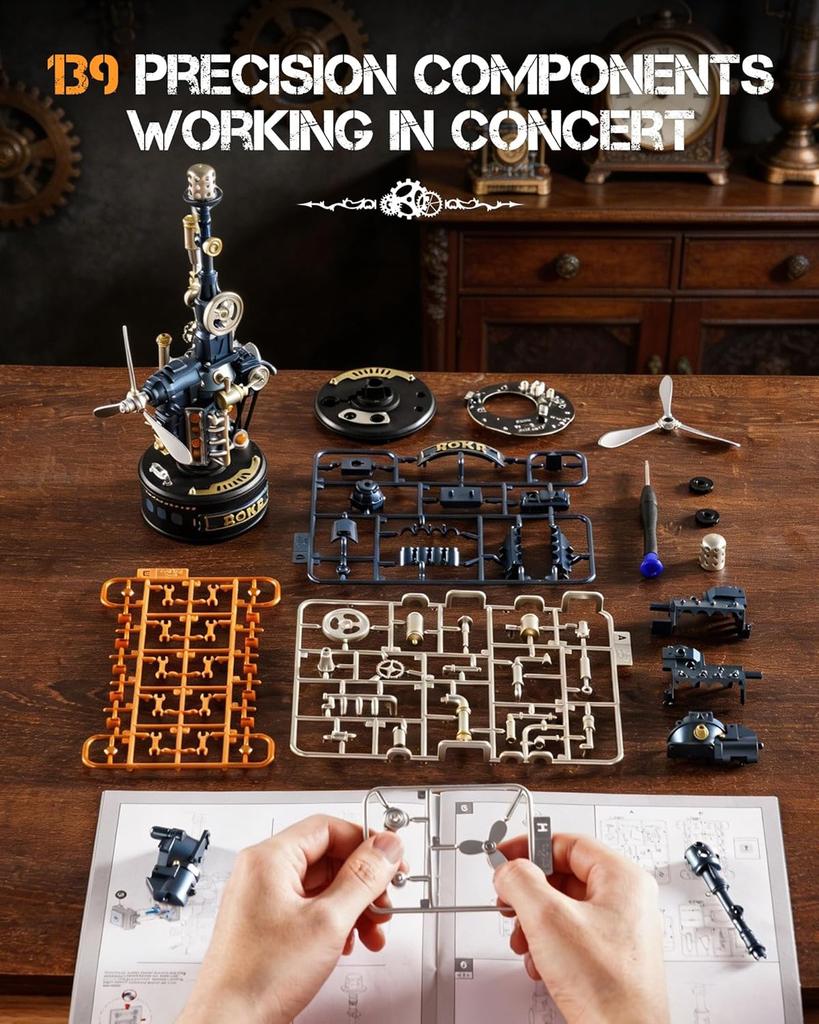 ROKR Série Průmyslové město 3D puzzle Model majáku Stavebnice s LED světlem pro dekoraci stolu 139 dílů Vzdělávací hračka Dárek pro muže teenagery