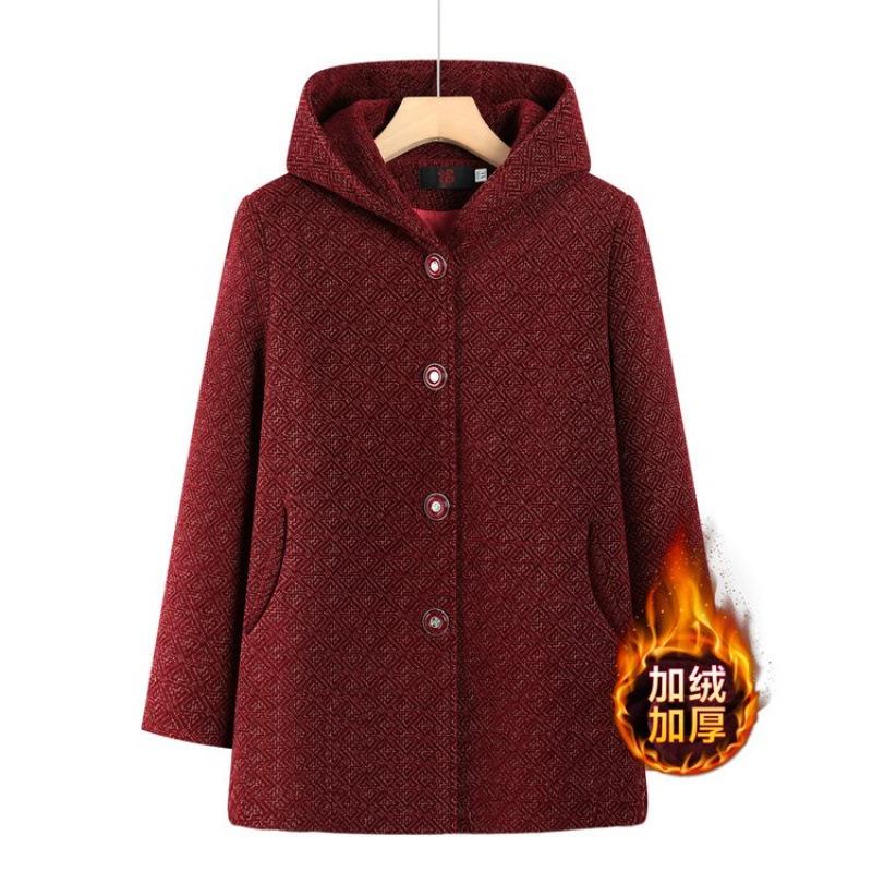Coat old winter women's medium and long coat thickened noble hooded coat