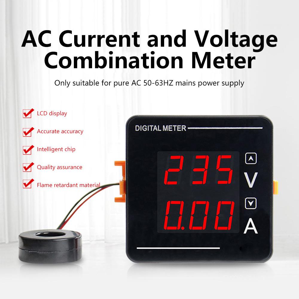 CH-72VA Volt Amp Mete AC 50-500V Digital Voltammeter Voltmeter Ammeter LED Dual Gauge Volt Current Meter Voltage Amp Tester
