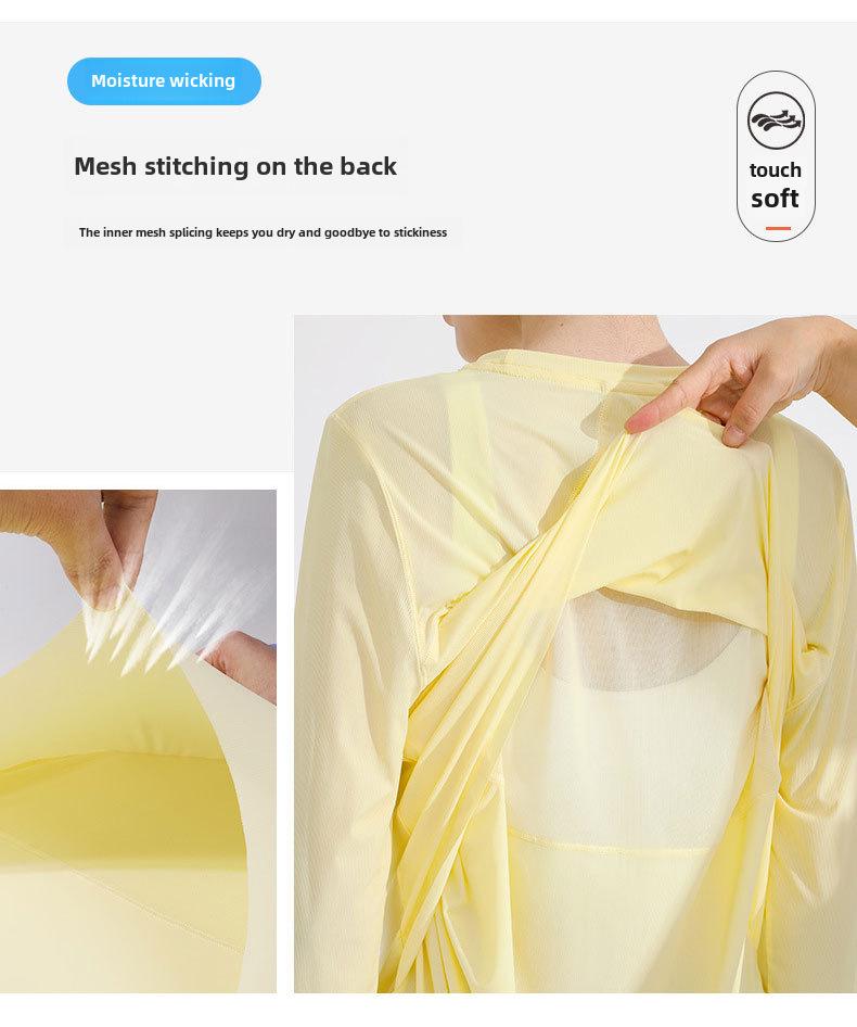 Women's Breathable Long Sleeve Round Neck Yoga Top - Slim Fit Running Fitness T-Shirt