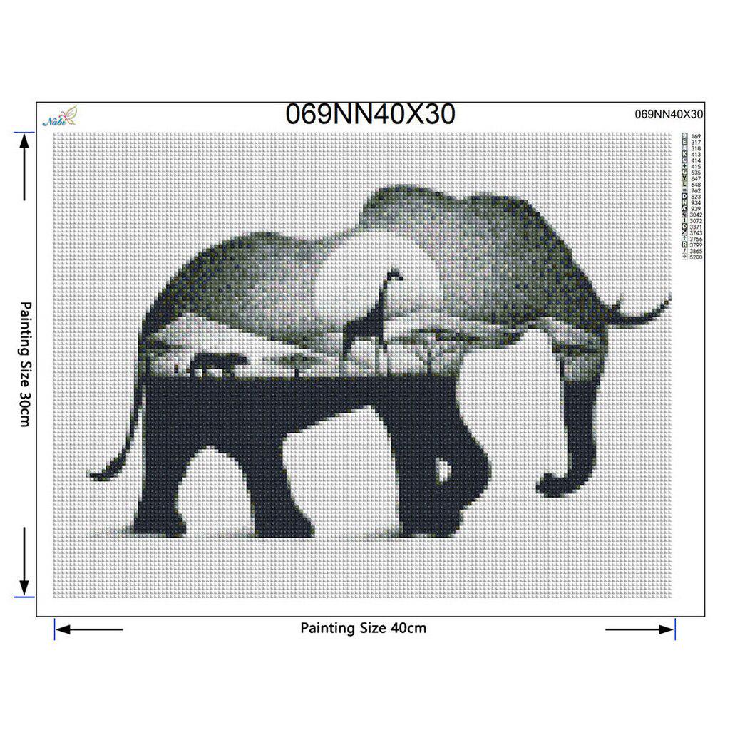 Black Animals Diamond Painting Cross Stitch Wall Decor Elephant Patterns Rhinestone Needlework Art