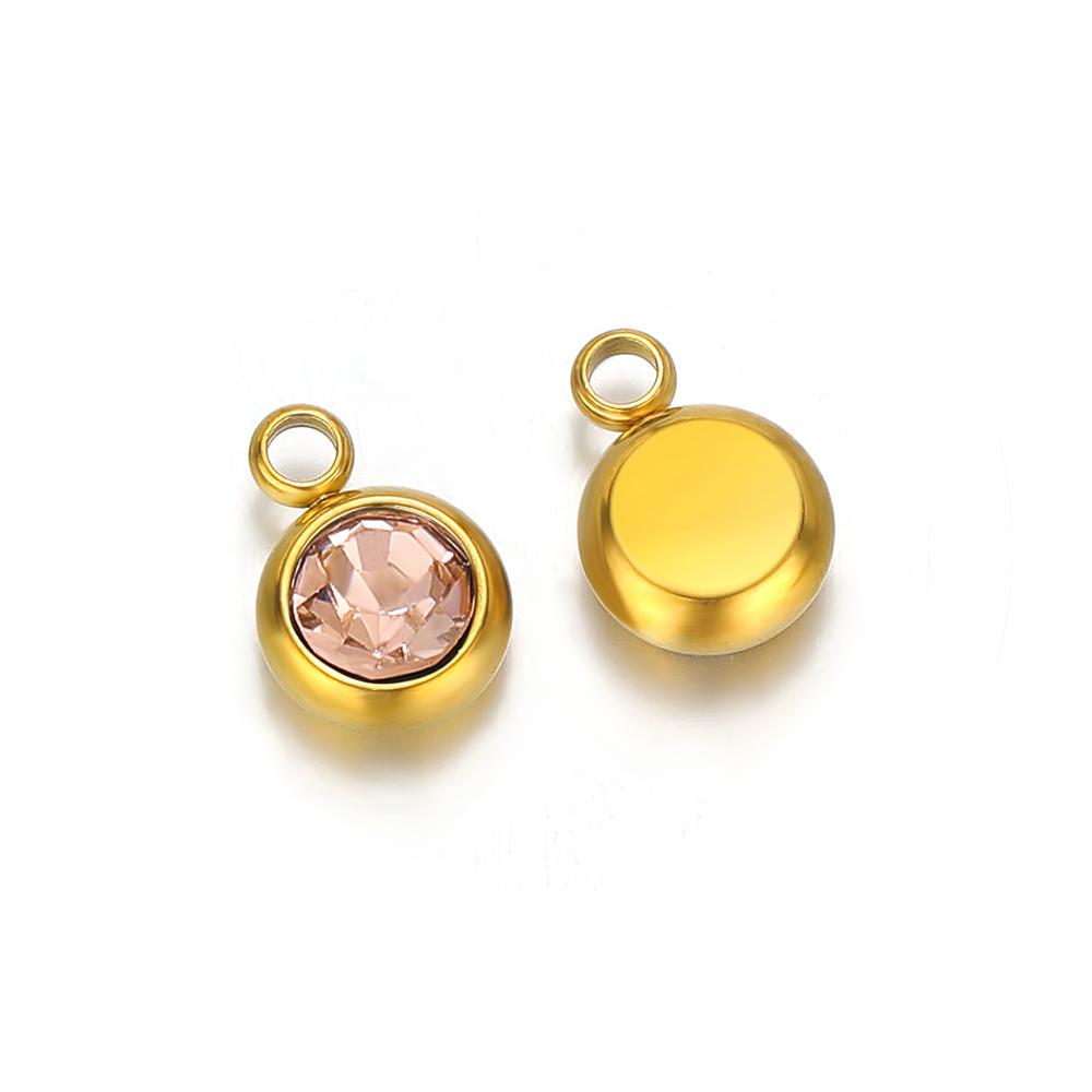20pcs Stainless Steel 6mm Zircon 12 Months Birthstone Charms Beads for DIY Jewelry Necklace Bracelet Findings Earrings Making