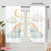 2pcs 2D Flat Printing Curtains Cute Rainbow Cloud Moon Polyester Without Electricity Party Decorations for Indoor Celebrations