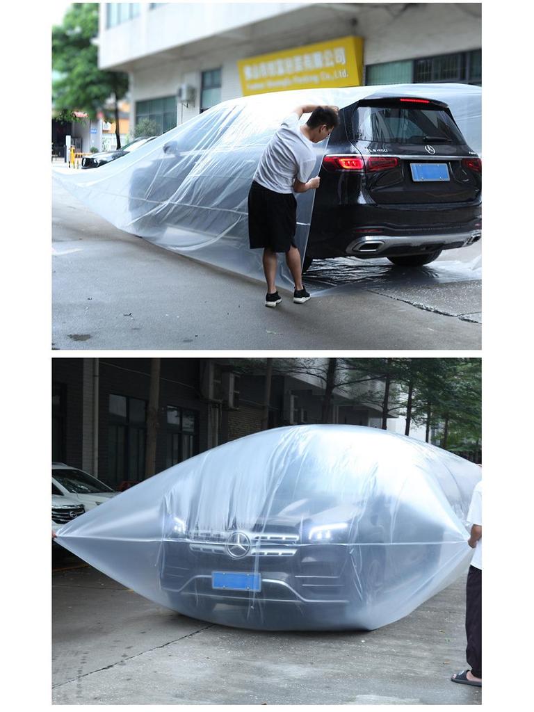 Grande housse de voiture imperméable en polyéthylène - Épaisse, résistante à l'humidité et à la poussière, protection complète