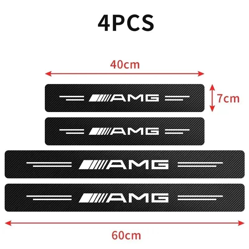 AAUY1 4PCS Carbon Fiber Car Sticker Auto Door Threshold Waterproof Stickers For Mercedes Benz AMG GLE GLS CLS GLC CLA GLA Accessories