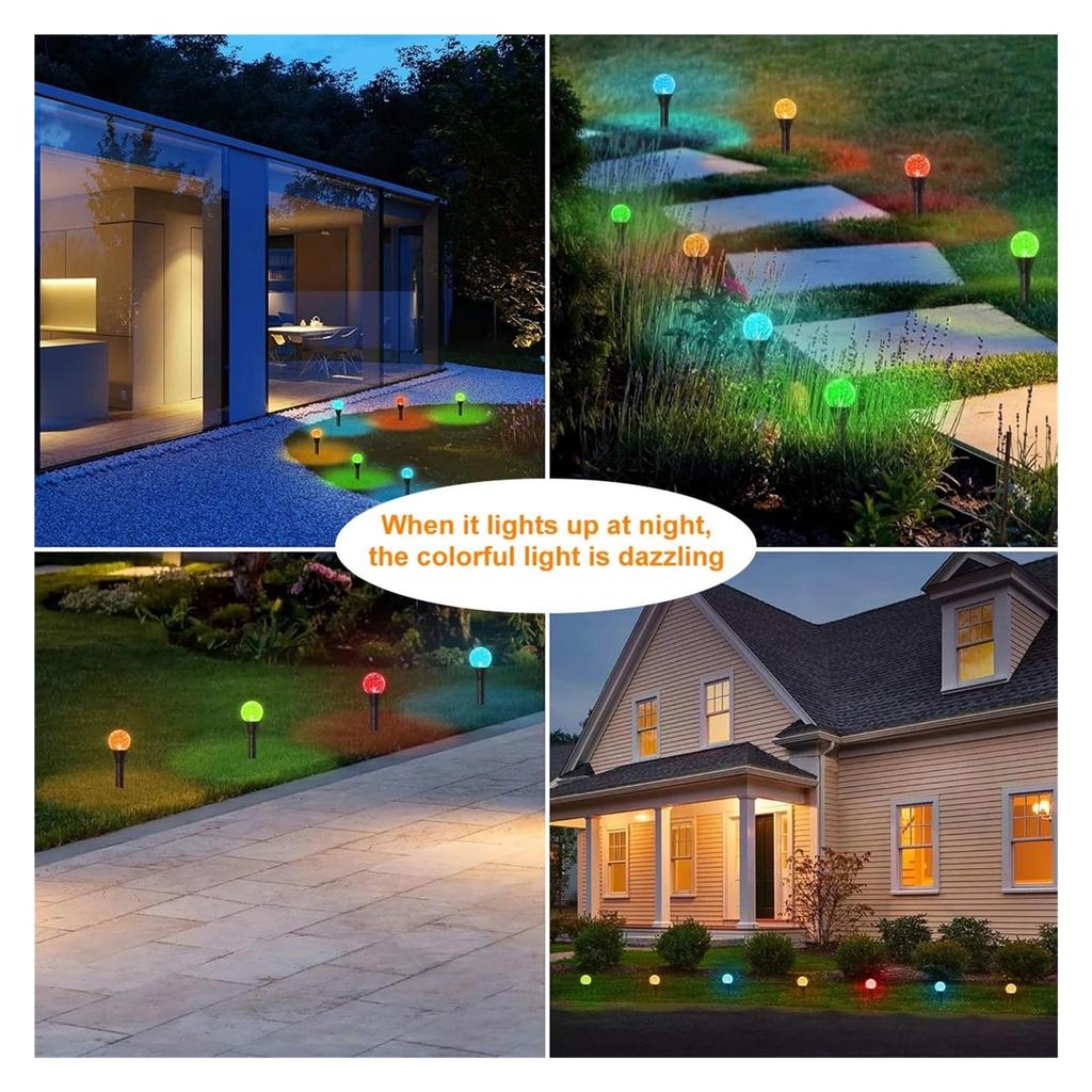 30-LED Crystal Bubble Ball String Lights Outdoor Solar Garden Lights for Lawn Patio Landscape Stake Lamps
