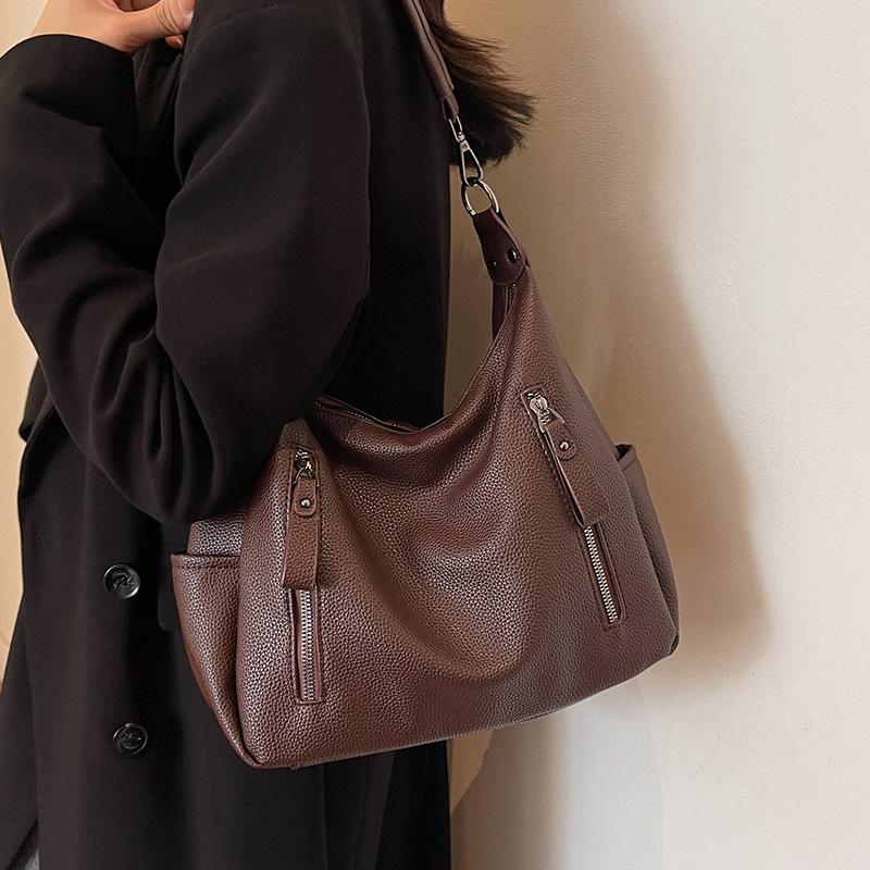 Popular bags women's large-capacity new autumn and winter versatile retro shoulder messenger bag textured bucket bag