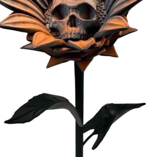 The Forbidden Sunflower Sculpture Gothic Skull Bloom Decor 3D Printed Macabre Art Halloween Ornament for Horror Home Party Decor