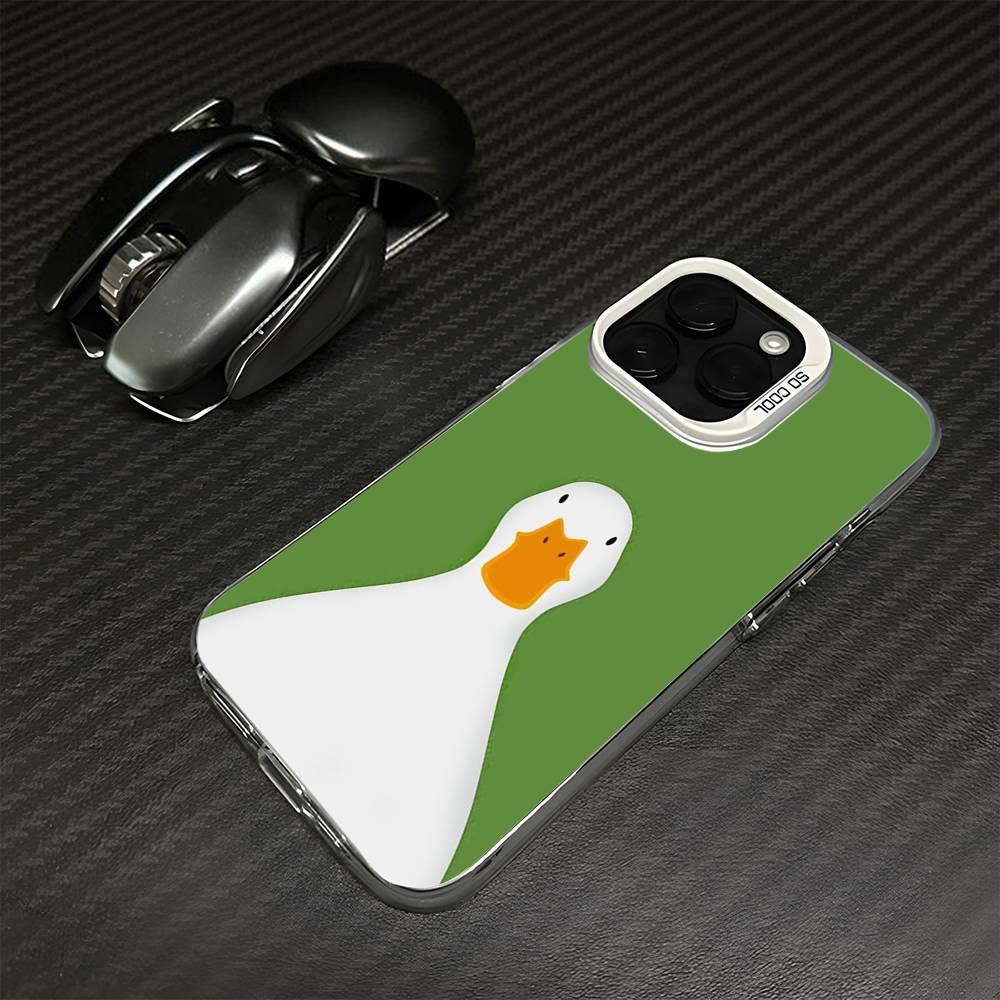 Cartoon Duck Goose Game Phone Case For iPhone17,16,15,14,13,12,11 Plus,Pro Silver White Matte Shockproof Cover iPhone13