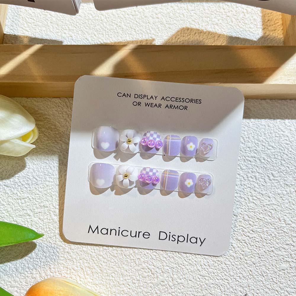 Flower Kids Cartoon Fake Nails Bears Cartoon Nail Accessories Children False Nails Kids Toys