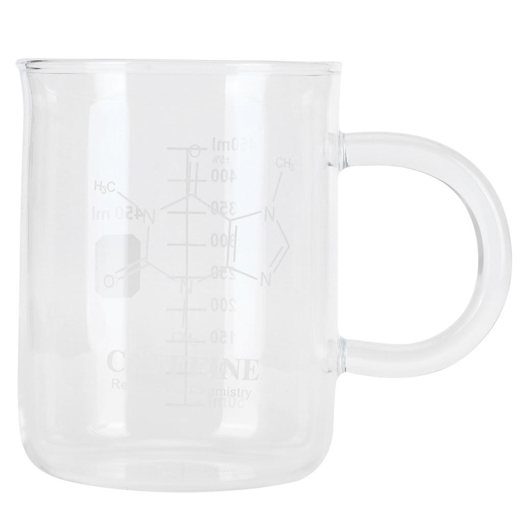 Beaker Mug Borosilicate Glass Cup with Handle and Measuring Scale for Coffee Tea