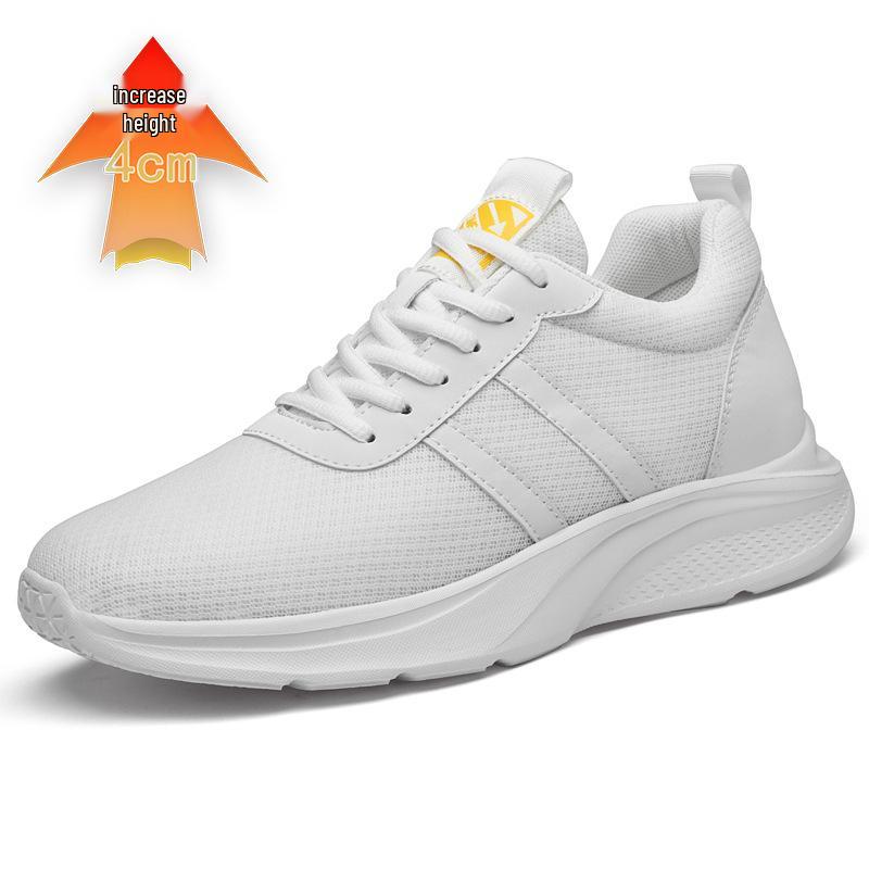 Men's Mesh Round Toe Lace-up Sport Shoes, 8CM Height Increase, Quick-dry Flat Sole, Casual Style