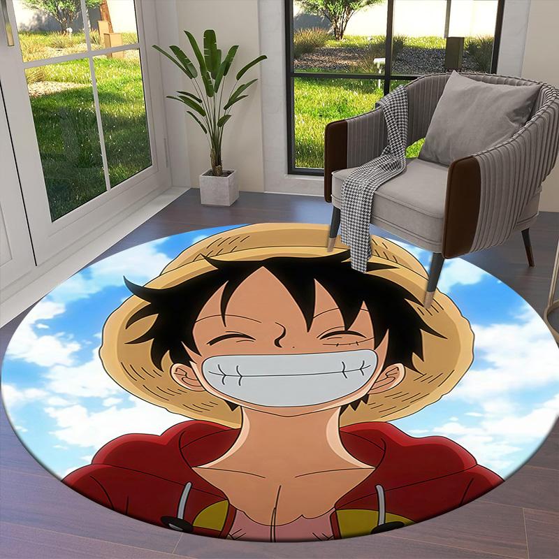 Monkey D Luffy Round Area Rug Carpet Rug For Living Room Bedroom Sofa Playroom Decor Nonslip Floor Mat