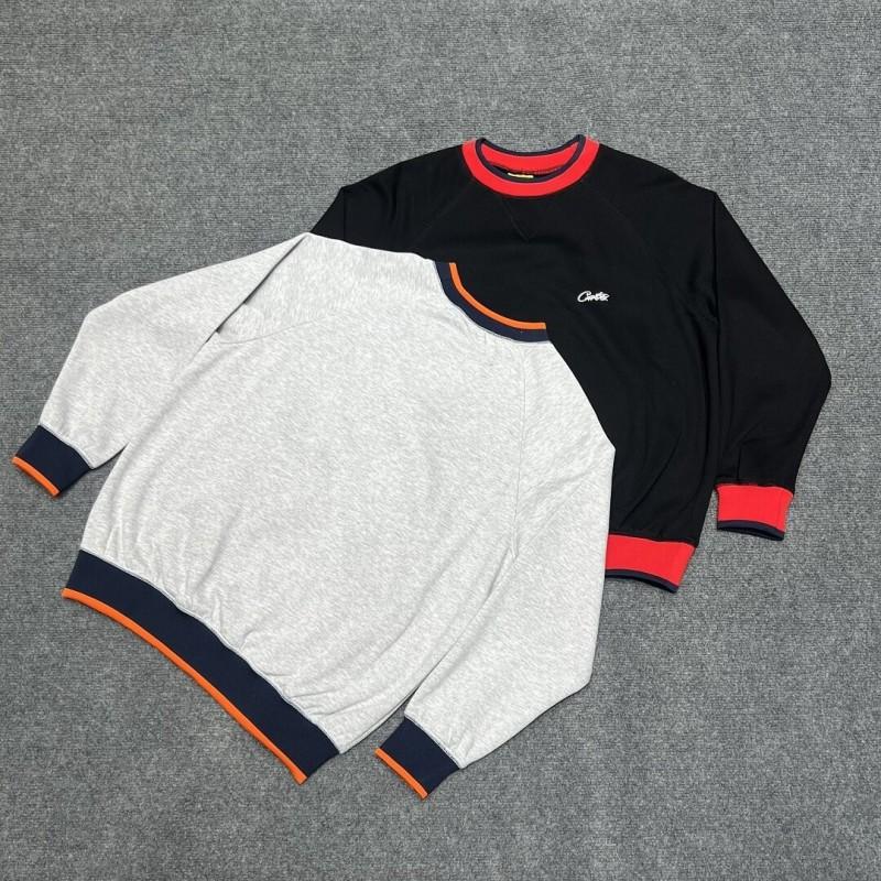 Mens Casual Set Long Sleeve Embroidered Sweatshirt Shorts Color Block Fleece Lined Streetwear 18-24 Years