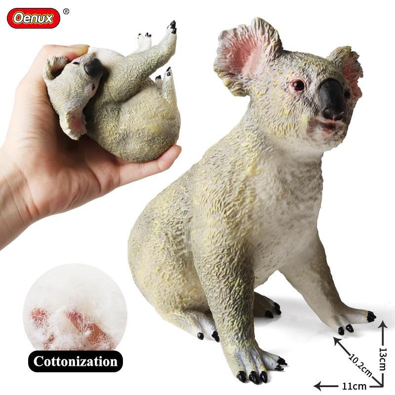 Oenux Soft Cotton Farm Animals Cow Horse Pig Hen Cat Dog Model Action Figures Wild Lizard Donkey Koala Educational Kids Toy Gift