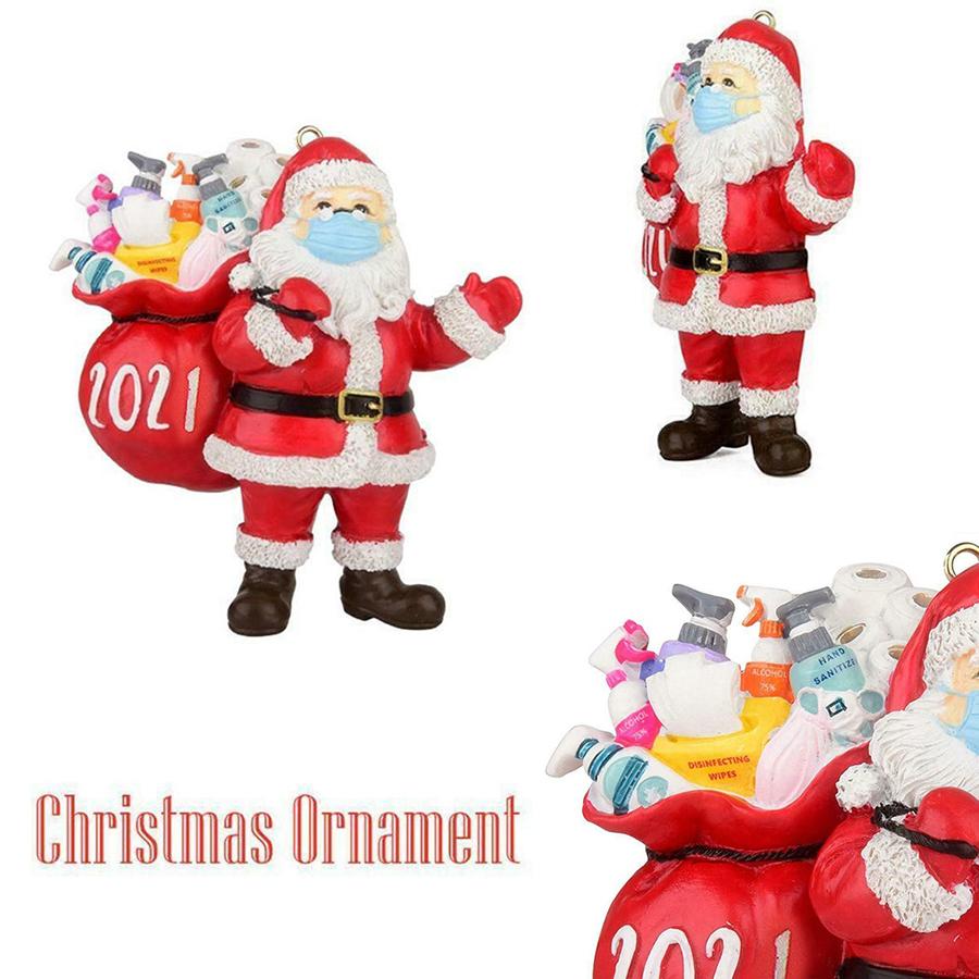 

2021 Christmas Ornaments Santa Claus Xmas Party Tree Hanging Pendant Resin Decor