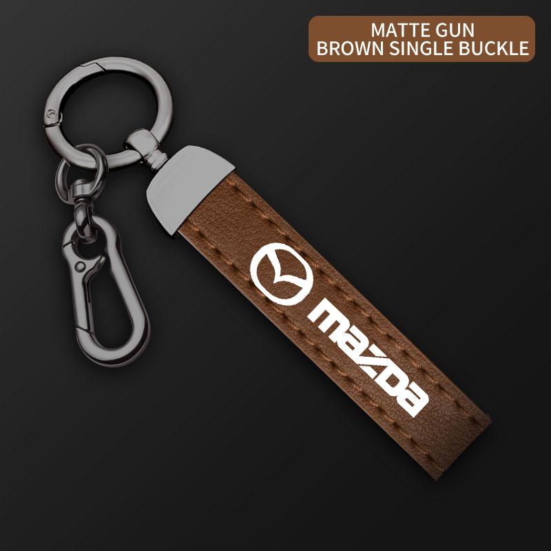 Car Key Chain Luxury Genuine Leather Keychain Pure Color Buckle for Mazda 3 bk bl 323 Axela Atenza CX-3 CX-4 CX5 Auto Accessorie vf2