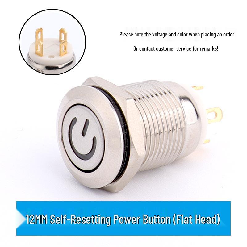 LED Ring Metal Push Button Switch: 12mm, 16mm, 19mm, 22mm - Momentary & Latching Options
