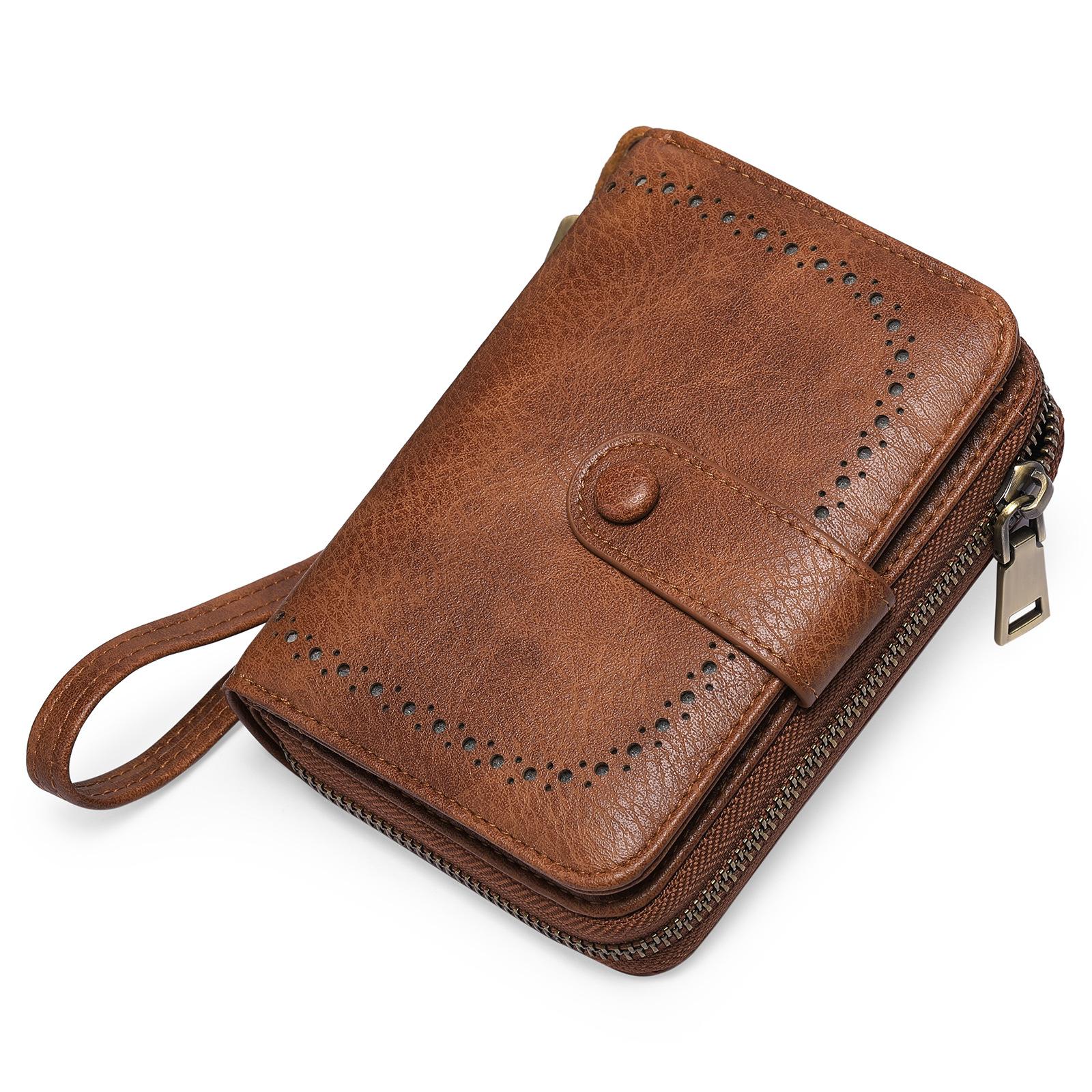 

Женский короткий кошелек в стиле ретро, большой емкости, с защитой от радиочастотной идентификации, с несколькими отделениями для карт, органическая сумка для кредитных карт, многофункциональный кошелек Zero кофейный