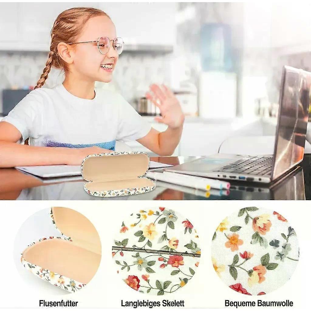 Pieces Floral Glasses Case for Women, Portable Flower Glasses Case Box, Fabric Hard Shell Glasses Cases, Glasses Case Aesthetic Made of Floral Fabric