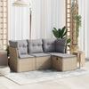 4 Piece Garden Sofa Set with Cushions Beige Mix Poly Rattan
