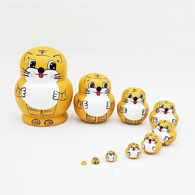 

Ten-Layer Small Tiger Belly Russian Nesting Dolls Wooden Toy Valentine s Day Gift Ornament