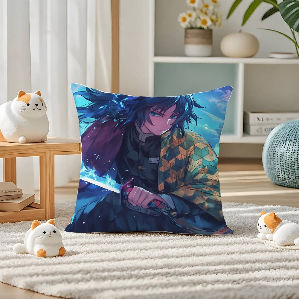 Demon Slayer Upper Moon Demons Anime Plush Pillow Cover Soft Short Plush Cushion Cover For Sofa Bedroom Home Decor Gift