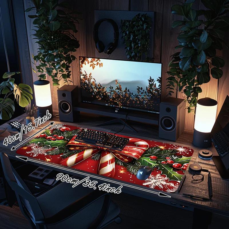 1PC Christmas Candy Cane Oversized Mouse Pad - Non-Slip Rubber Base Perfect for Office School Esports Home Decor Desk Mat 260A