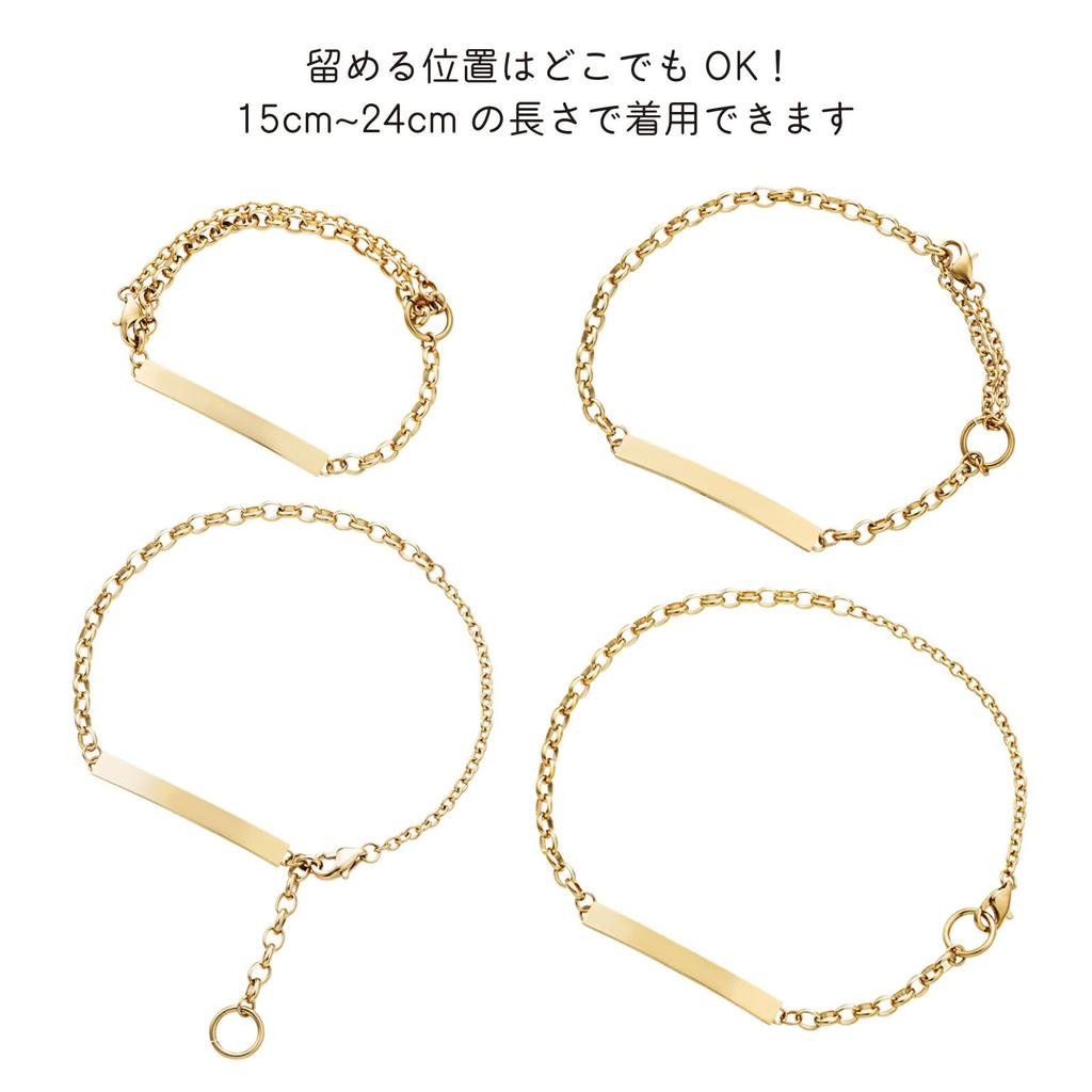 Pair Bracelet Set of 2 Allergy Free Stainless Steel Plate Plain Half Round Chain Simple Surgical Stainless Steel Pink Yellow [White Clover] &