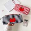 Tomato Gingham Makeup Bag Canvas Cosmetic Bag Cartoon Pencil Case  Students