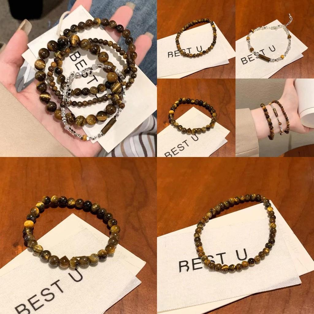 Unique Artisan Craft Tiger Eye Stone Bracelet With Silver Accents For Couples And Travel Gifts