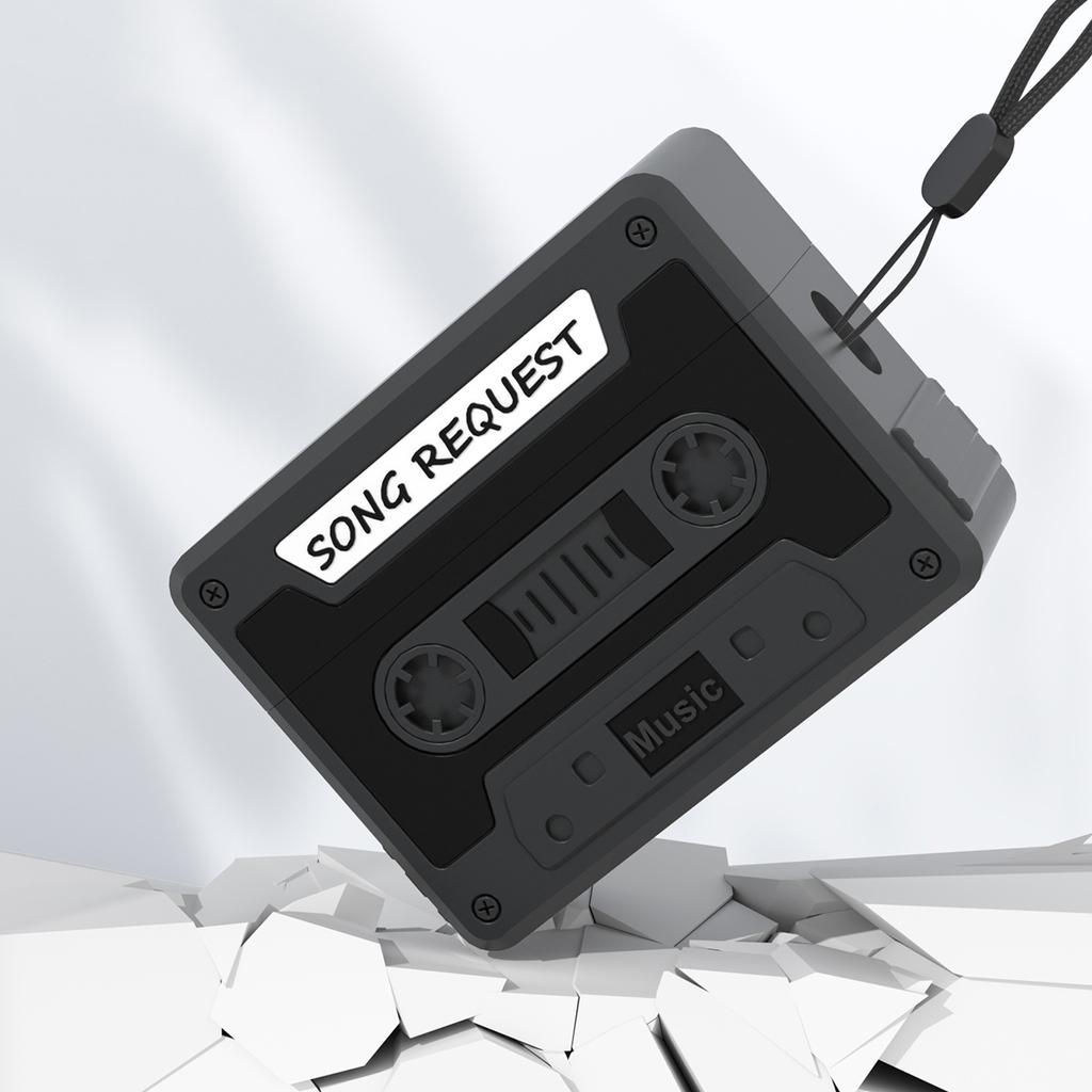 For Apple AirPods Pro 2/AirPods Pro Case Cassette Tape Design Portable Liquid Silicone Earbuds Cover with Strap