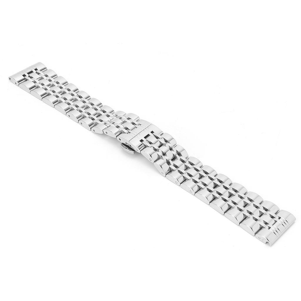 Stainless Steel Watch Band Silver Solid Adjustable Butterfly Clasp Replacement Watchband23mm