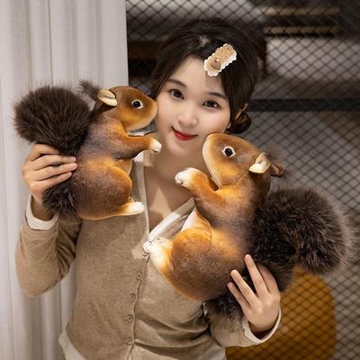 Cute Simulation Squirrel Doll Plush Toy Little Squirrel Doll Home Ornament Child Soothing Pillow Rag Doll