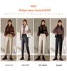 Women's Black Wool Fleece-Lined High Waist Loose Straight-Leg Harem Pants for Autumn and Winter