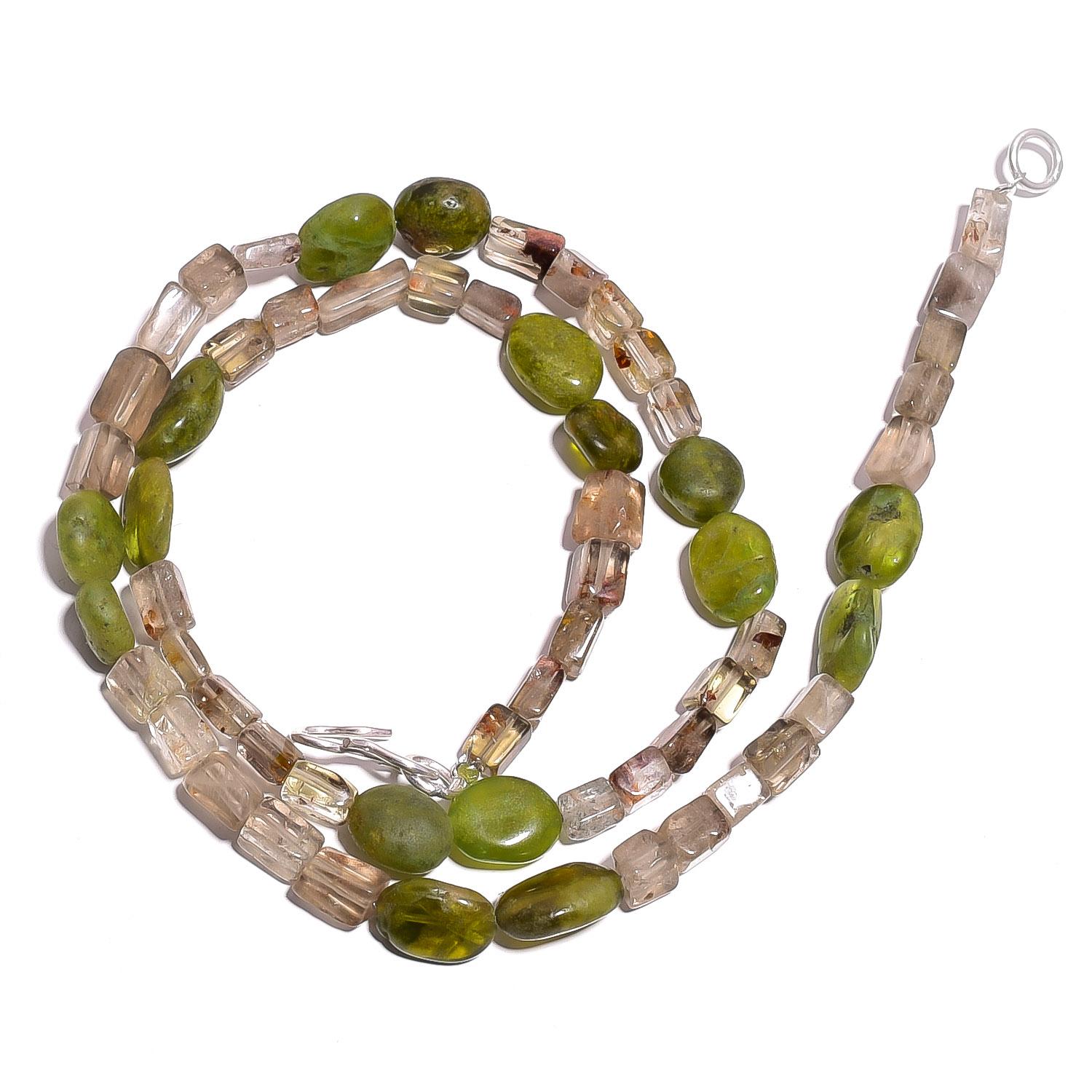 

Natural Vasonite Smoky Quartz Gemstone Mix Smooth Beads Necklace 17 UB-4040 UB-4040