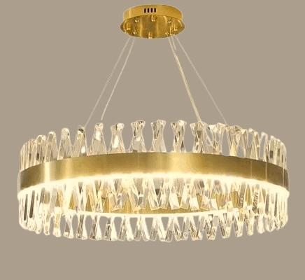 Amsterdam - Chandelier 60cm, LED Ring 3 Color 50W, Brushed Brass K9 Crystal