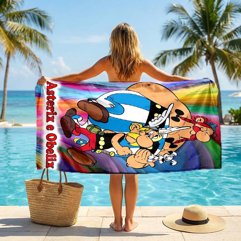 Asciugamano da Spiaggia Moda Asterix & Obelix Asciugamano Portatile Morbido Asciugatura Rapida per Nuoto Campeggio Vacanze