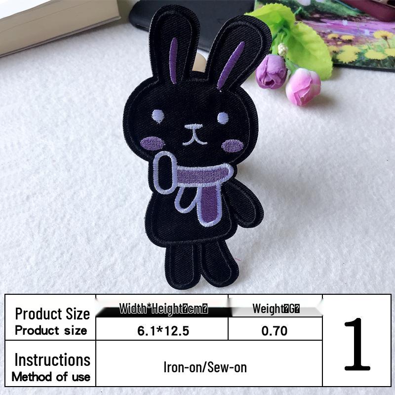 Søt tegneseriekanin borrelås stoffmerke for veskedekorasjon