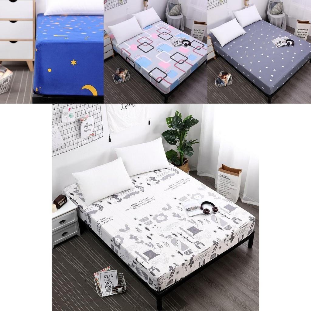 Multicolor Floral Stripes Mattress Protector With Dustproof Fitted Sheet