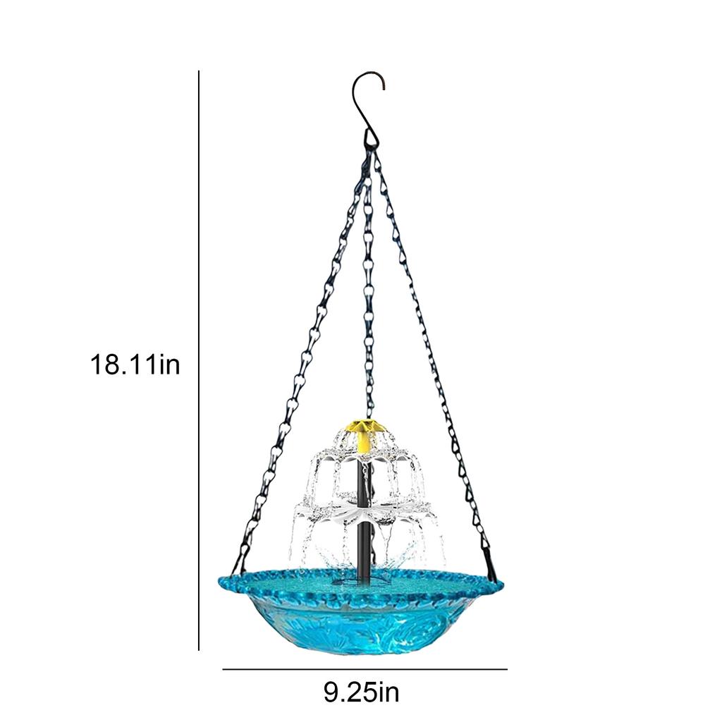 Hanging Solar Bird Bath Fountain Wildlife Feeder Bird Bath Bowl with Solar Powered Pump for Outdoor Garden Backyard Patio Lawn