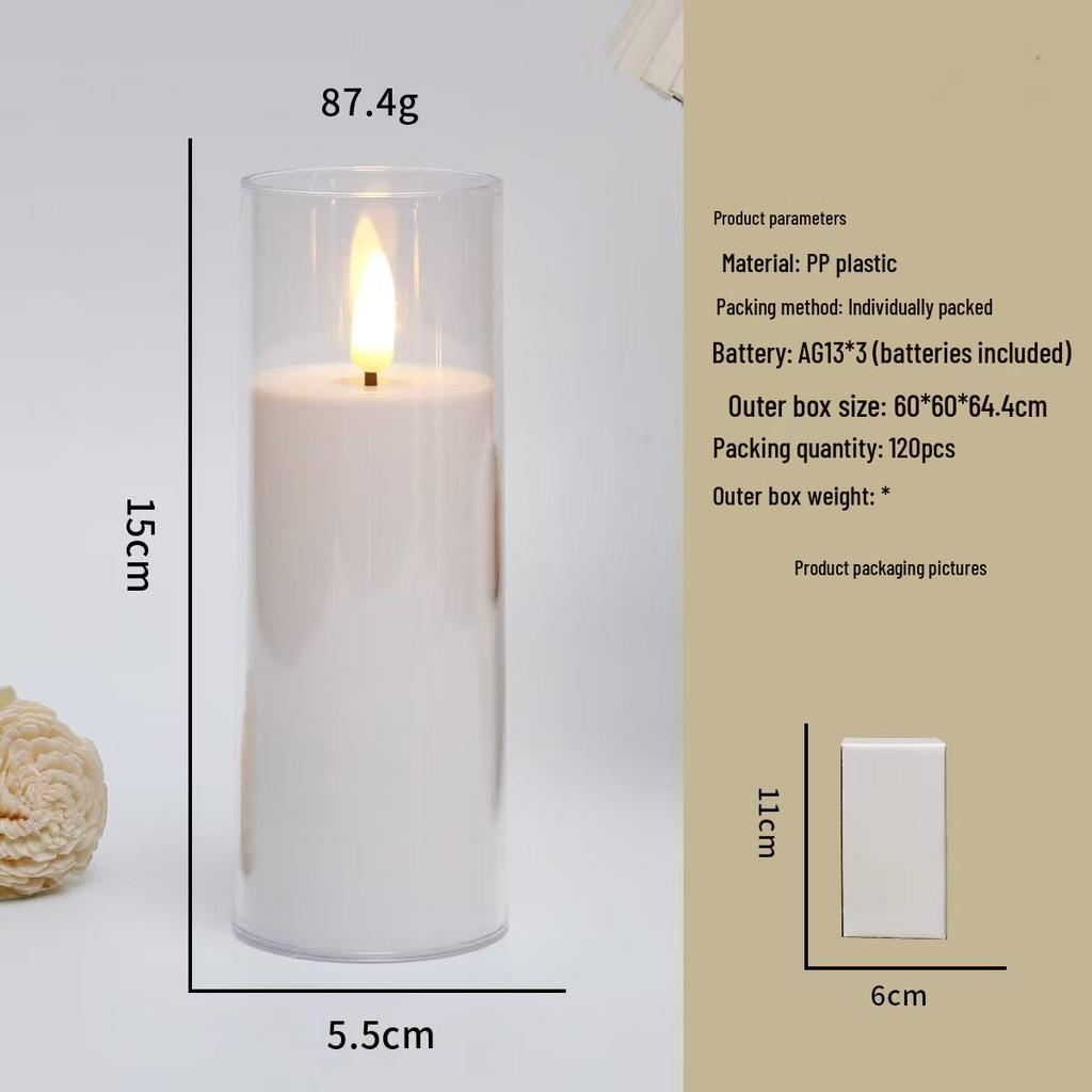 LED Electronic Candle Light Strip with Transparent Lampshade for Bar, Restaurant, KTV, Party, and Outdoor Camping Decor.
