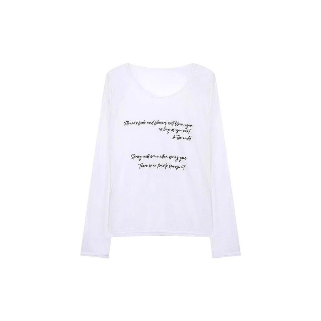 Damen Off-Shoulder Langarm T-Shirt mit Buchstabenaufdruck - Schlankmachend, Vielseitig, Sonnenschutz-Top