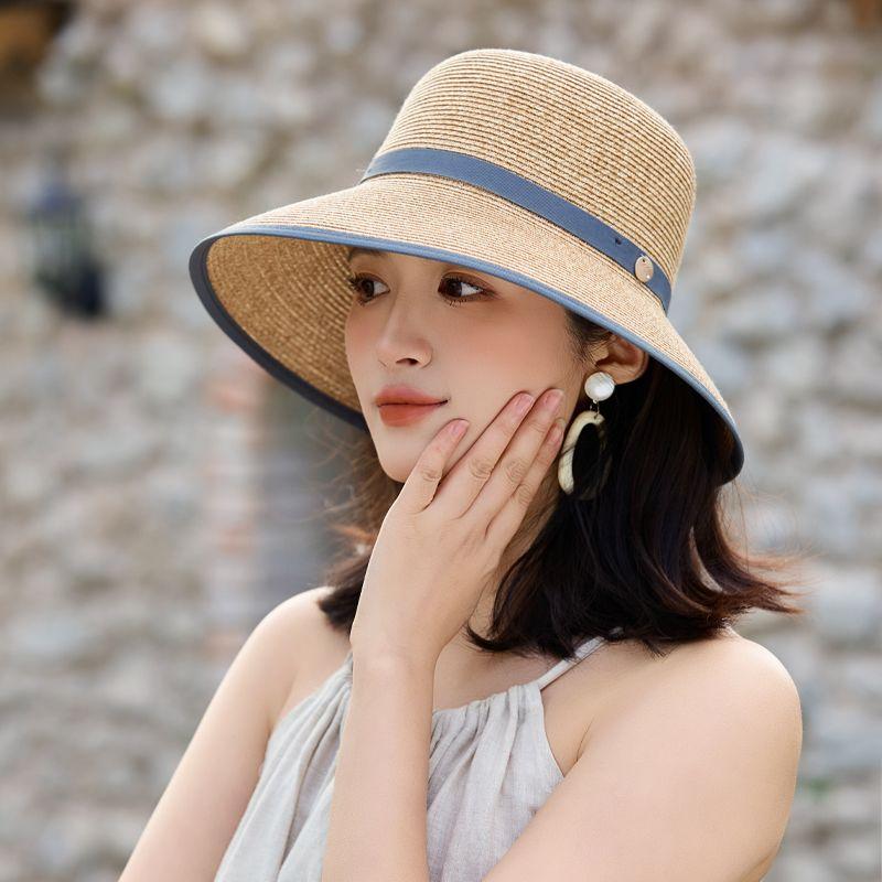 Summer New Hat Women's Sunshade Sunscreen Streamer Lafite Straw Hat Summer Travel