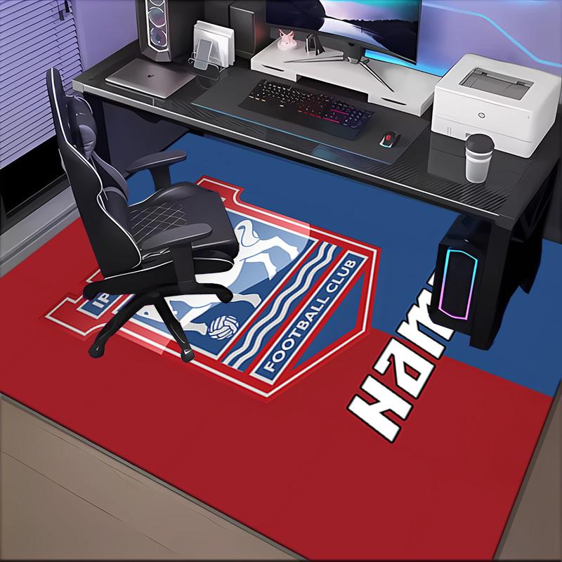 Custom Name Ipswich Football Crest Rug Game Carpet, Floor Mat for Bedroom Living Room Entryway Rug, Home Decor Idea Gift for Christmas Birthday