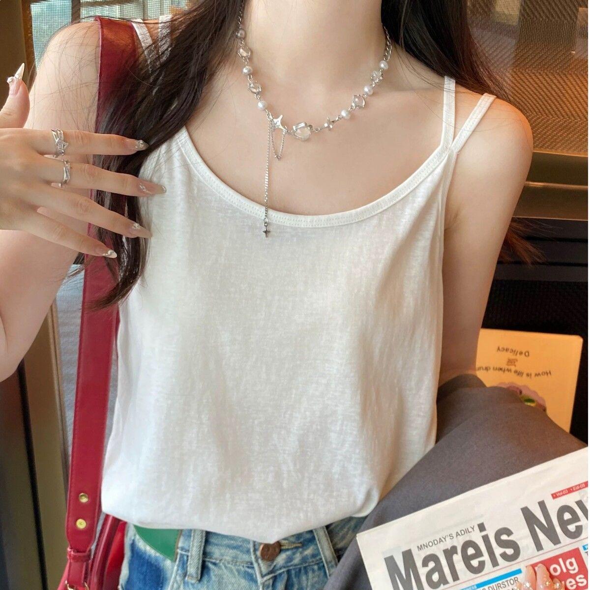 Modal 2026 Plus Size Summer Camisole Vest: Women s Loose-Fit Belly-Covering Sleeveless Top M (40-50 kg)