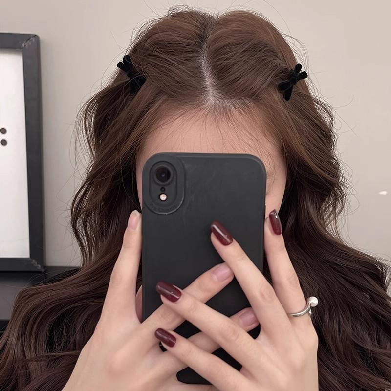 2023 Weihnachts-Perlhaarspange: Süße weinrote Schleife für Pony & Seiten