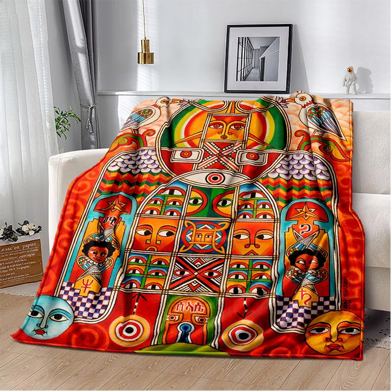 Ethiopian Painting Art Africa Blanket,Soft Throw Blanket for Home Bedroom Bed Sofa Picnic Travel Office Rest Cover Blanket Kids